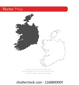 Vector map Ireland. Isolated vector Illustration. Black on White background. EPS 10 Illustration.