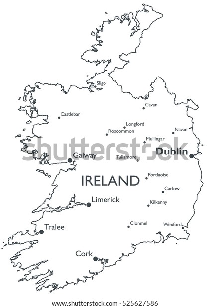 Vector Map Ireland Monochrome Contour Map 525627586   Vector Map Ireland Monochrome Contour 600w 525627586 