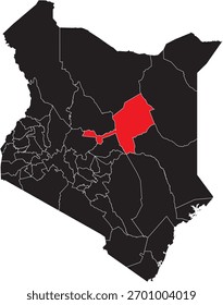 Mapa de Vector del condado de Isiolo en el mapa de Kenia