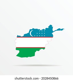 Mapa vectorial del Emirato Islámico de Afganistán combinado con la bandera de la República de Uzbekistán.