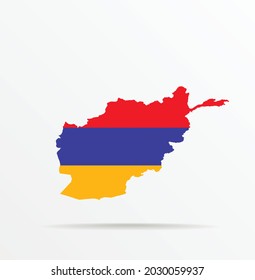 Vector map Islamic Emirate of Afghanistan combined with Republic of Armenia flag.