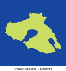 Vector map of the island of Lesvos - Greek island in the north-eastern part of the Aegean Sea