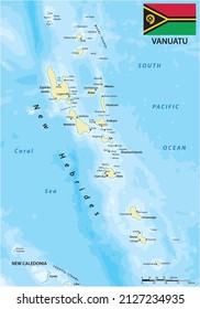 Vector Map Of The Island Nation Of Vanuatu In The South Pacific