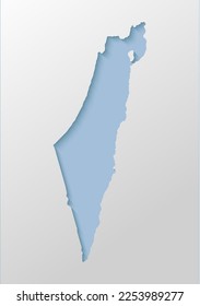 Mapa vectorial de Israel con sombra interior abstracta aislada en el fondo. País de plantilla para patrón, diseño, ilustración, fondo. Creativo efecto de mapa de corte de papel del Israel