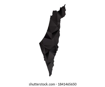Vector map of Israel black polygon style gradient.