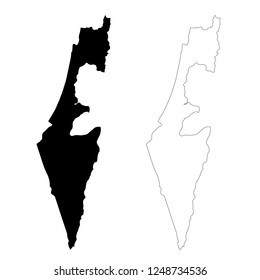 Vector map Israel. Isolated vector Illustration. Outline and vector. Black on White background. EPS 10 Illustration.