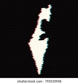 Vector map Israel. Isolated vector Illustration. Glitch effect. EPS 10 Illustration.
