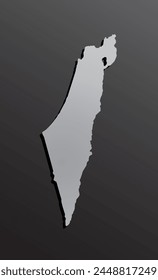 Vector map Israel made silver style isolated on background. Template Asia creative effect metal for design, illustration, pattern, report, infographic, backdrop. Concept symbol of the map Israel