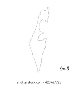 Vector map Israel. Outline map. Isolated vector Illustration. Black on White background. EPS 8 Illustration.