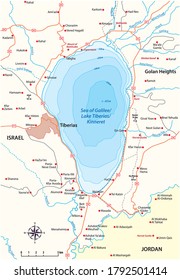 Vector Map Of The Israeli Sea Of Galilee