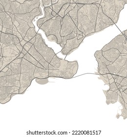 Vector map of Istanbul, Netherlans, Czech. Urban city road map poster illustration. Istanbul map art.