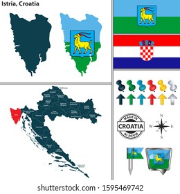 Vector Map Of Istria And Location On Croatian Map