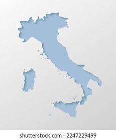 Vector map Italy with abstract inner shadow isolated on background. Template Europe country for pattern, design, illustration, backdrop. Creative paper cut map effect of the Italy