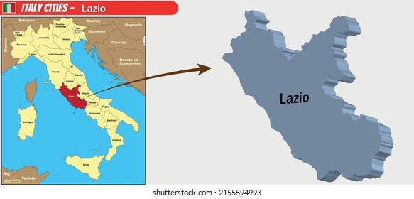 Vector map of Italy Cities - Lazio