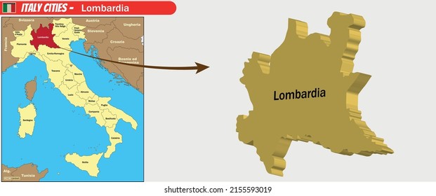 Vector map of Italy Cities - Lombardia
