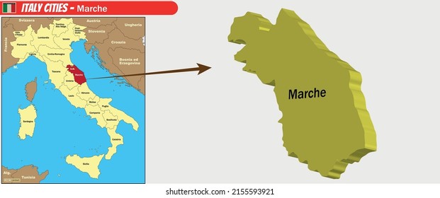 Vector map of Italy Cities - Marche