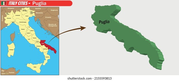 Vector Map Italy Cities Puglia Stock Vector (Royalty Free) 2155593813 ...