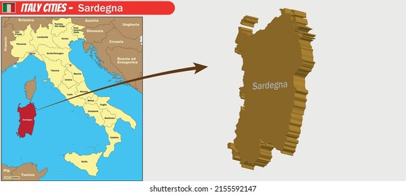 Mapa vectorial de las ciudades italianas - Sardegna