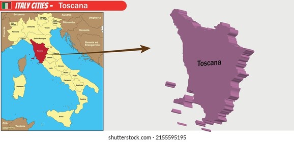 Vector map of Italy Cities - Toscana