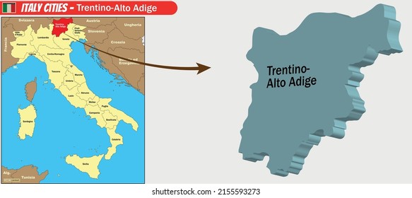 Vector map of Italy Cities - Trentino Alto Adige