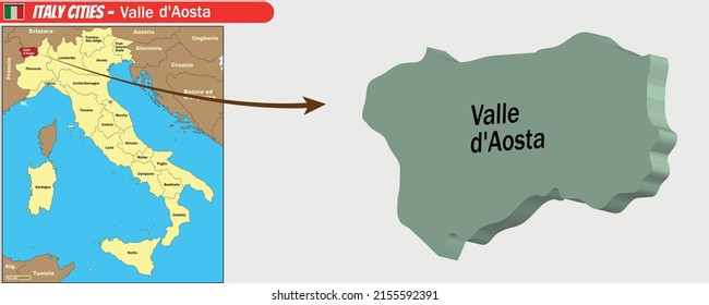 Vector map of Italy Cities - Valle d'Aosta