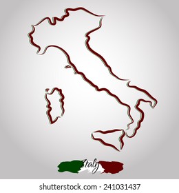 Vector map of Italy with colors of flag, on the light background