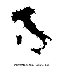 Vector map Italy. Isolated vector Illustration. Black on White background. EPS 10 Illustration.