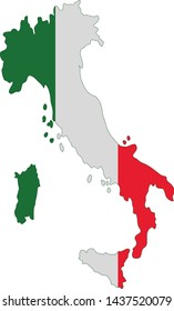 vector map of Italy and Italian flag color