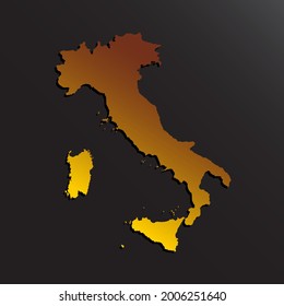 Vector map Italy made golden style isolated on background. Template Europe creative gold metal for design, illustration, pattern, report, infographic, backdrop. Concept symbol of the map Italy