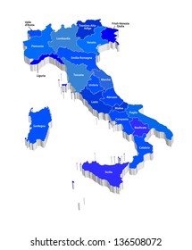 Vector map of Italy on white isolated