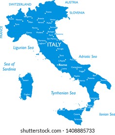 Vector map of Italy | Outline detailed map with city names