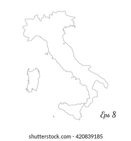 Vector map Italy. Outline map. Isolated vector Illustration. Black on White background. EPS 8 Illustration.