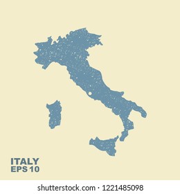 Vector map of Italy. Vectot flat icon with scuffed effect