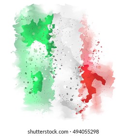 vector map of Italy Watercolor paint