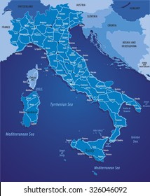 Vector Map Of Italy.Source for map is a site University of Texas Libraries with educational resources free for use.