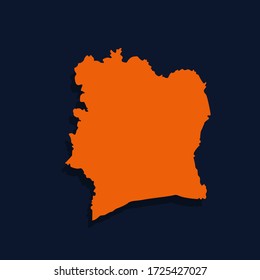 
Mapa vectorial de Costa de Marfil. Ilustración vectorial aislada