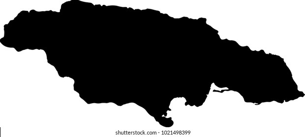 Vector map of Jamaica. Black mask. Isolated, white background. 