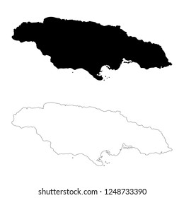 Vector map Jamaica. Isolated vector Illustration. Outline and vector. Black on White background. EPS 10 Illustration.