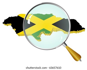 vector map of Jamaica under the magnifying glass