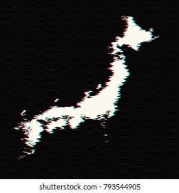 Vector map Japan. Isolated vector Illustration. Glitch effect. EPS 10 Illustration.