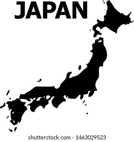 Vector Map of Japan with title. Map of Japan is isolated on a white background. Simple flat geographic map.