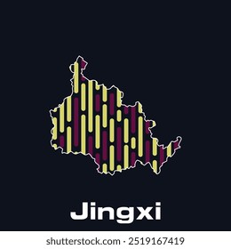 Karte von Jingxi City, World map line Vorlage für den Entwurf einer globalen Netzwerkverbindung, passend für Ihr Unternehmen