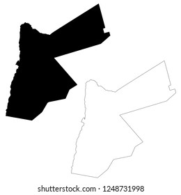 Vector map Jordan. Isolated vector Illustration. Outline and vector. Black on White background. EPS 10 Illustration.