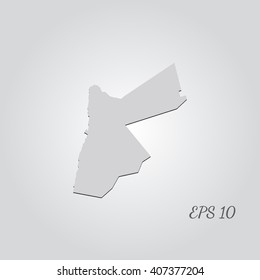 Vector map Jordan. Isolated vector Illustration. Gray on Gradient background. With shadow. EPS 10 Illustration with an inscription.