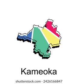 vector Map of Kameoka City colorful illustration template design on white background