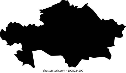 Vector map Kazakhstan. Black mask. Isolated, white background. 