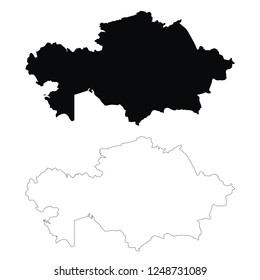 Vector map Kazakhstan. Isolated vector Illustration. Outline and vector. Black on White background. EPS 10 Illustration.