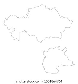 Vector map Kazakhstan and Nur Sultan. Country and capital. Isolated vector Illustration.
Outline. EPS 10 Illustration.