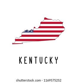 Vector map of Kentucky painted in the colors American flag. Silhouette or borders of USA state. Isolated vector illustration
