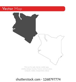 Vector map Kenya. Isolated vector Illustration. Black on White background. EPS 10 Illustration.